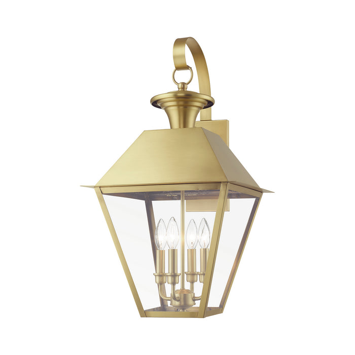 Livex Lighting 27222-08 Four Light Outdoor Wall Lantern, Natural Brass