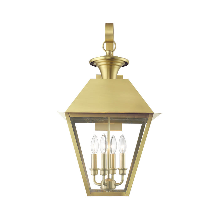 Livex Lighting 27222-08 Four Light Outdoor Wall Lantern, Natural Brass