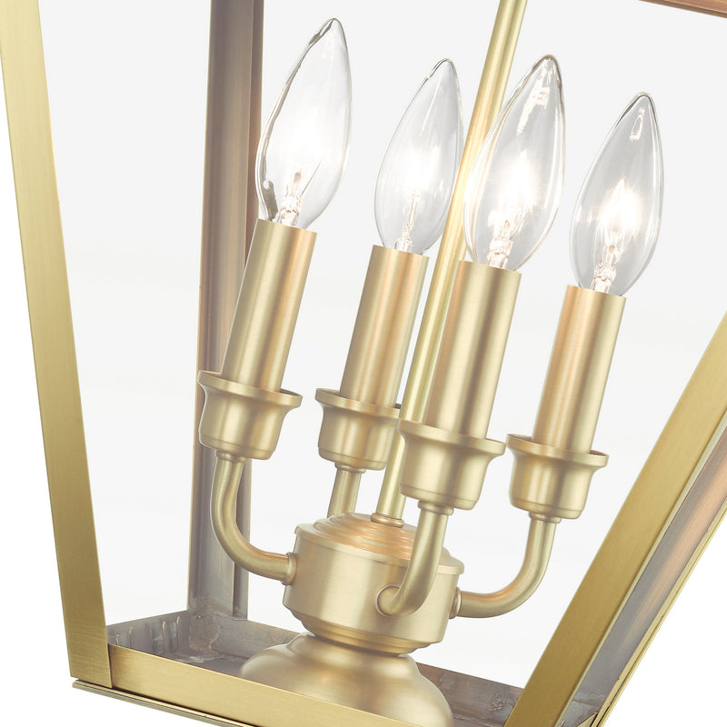 Livex Lighting 27223-08 Four Light Outdoor Post Top Lantern, Natural Brass