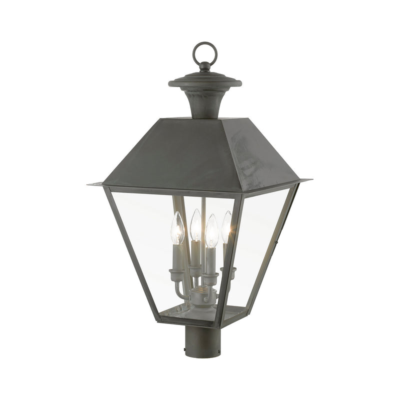 Livex Lighting 27223-61 Four Light Outdoor Post Top Lantern, Charcoal