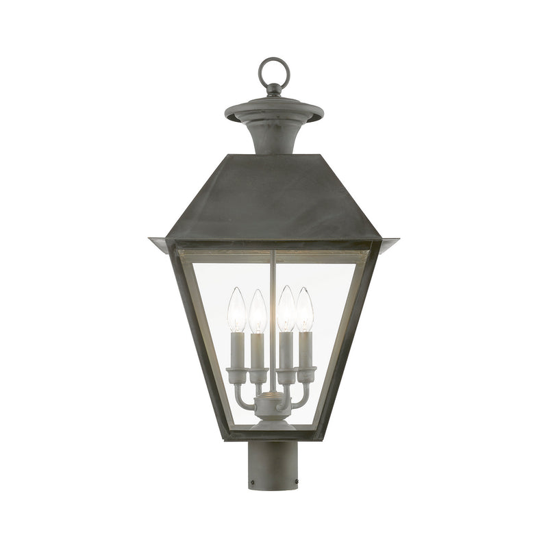 Livex Lighting 27223-61 Four Light Outdoor Post Top Lantern, Charcoal