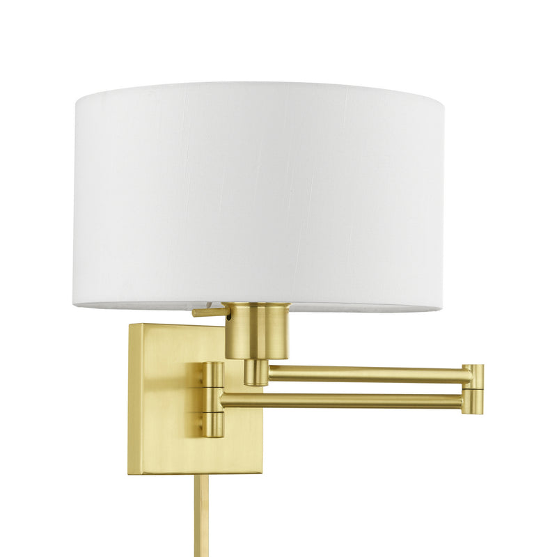 Livex Lighting 40036-12 One Light Swing Arm Wall Lamp, Satin Brass