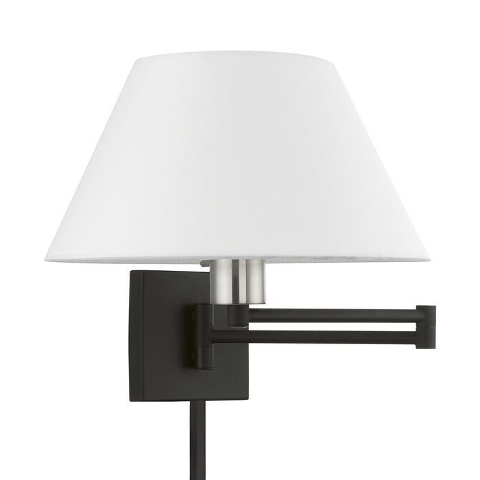 Livex Lighting 40039-04 One Light Swing Arm Wall Lamp, Black w/Brushed Nickel