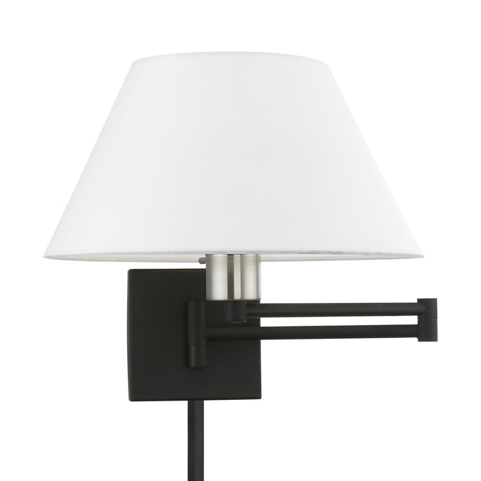 Livex Lighting 40039-04 One Light Swing Arm Wall Lamp, Black w/Brushed Nickel