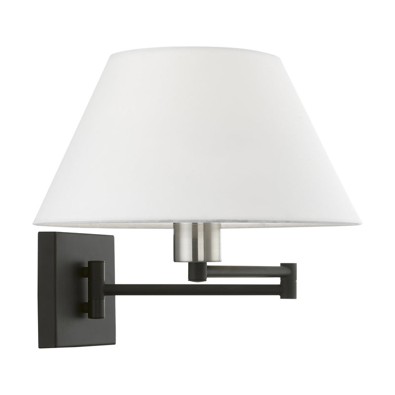 Livex Lighting 40039-04 One Light Swing Arm Wall Lamp, Black w/Brushed Nickel