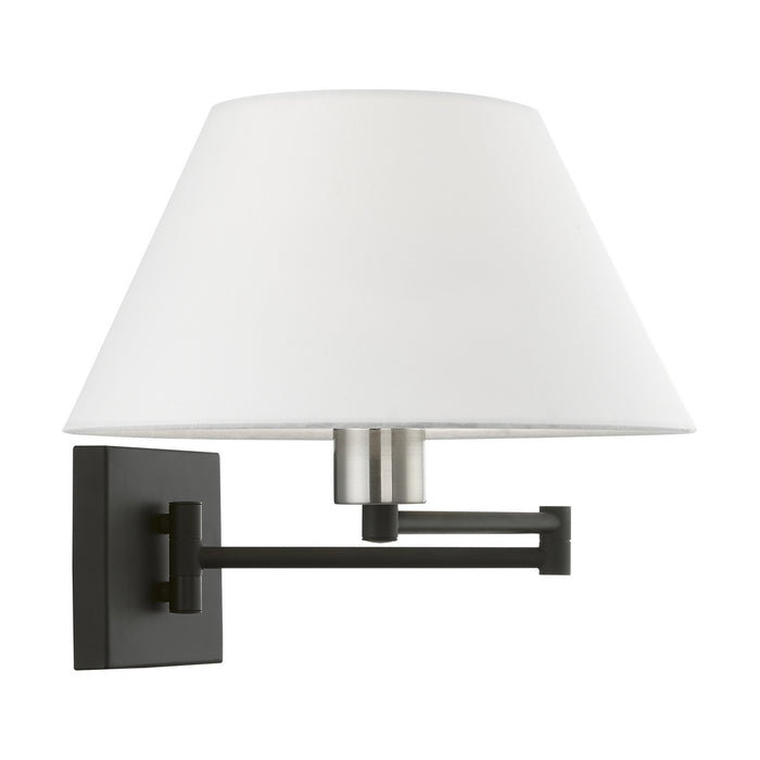 Livex Lighting 40039-04 One Light Swing Arm Wall Lamp, Black w/Brushed Nickel