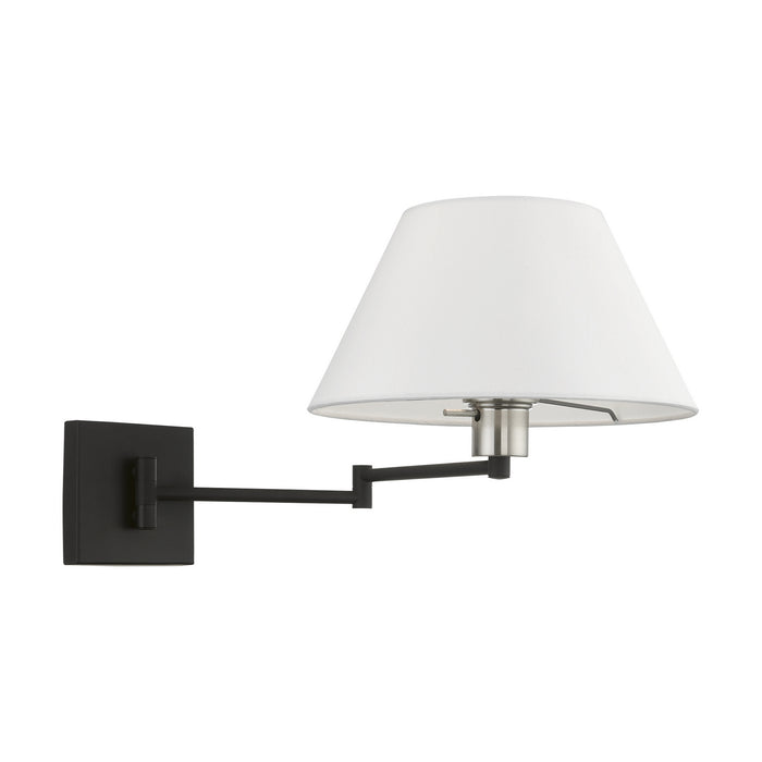 Livex Lighting 40039-04 One Light Swing Arm Wall Lamp, Black w/Brushed Nickel