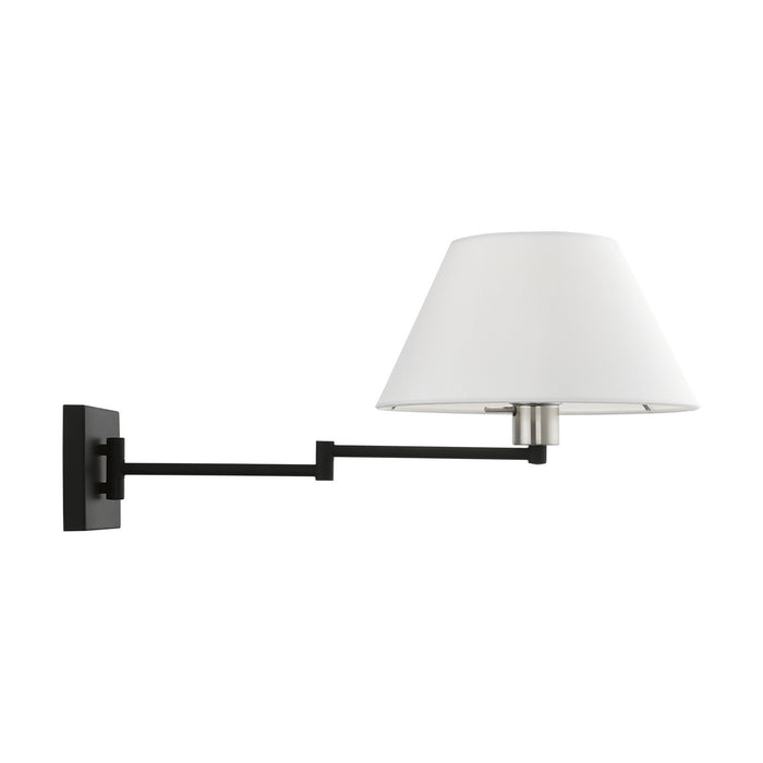 Livex Lighting 40039-04 One Light Swing Arm Wall Lamp, Black w/Brushed Nickel
