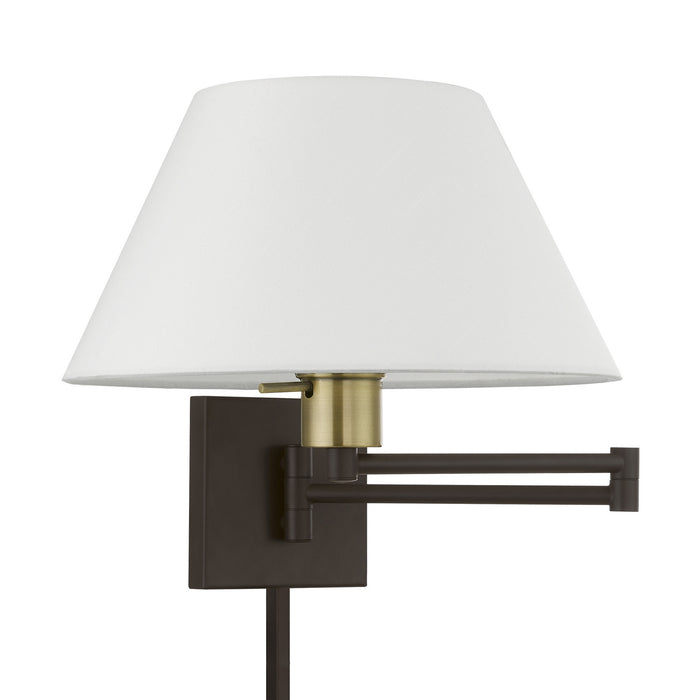 Livex Lighting 40039-07 One Light Swing Arm Wall Lamp, Bronze w/Antique Brass