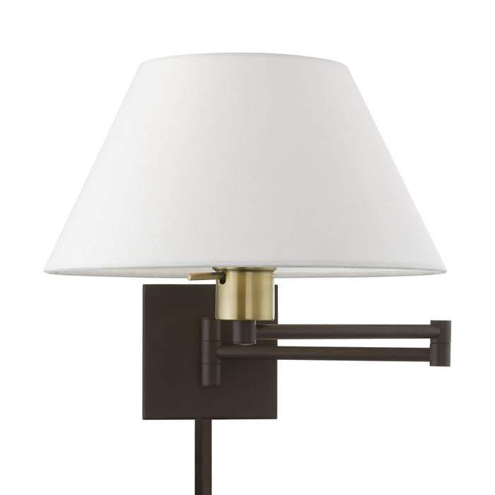 Livex Lighting 40039-07 One Light Swing Arm Wall Lamp, Bronze w/Antique Brass