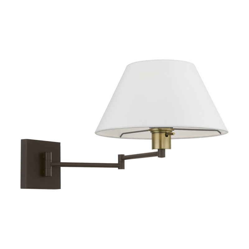 Livex Lighting 40039-07 One Light Swing Arm Wall Lamp, Bronze w/Antique Brass