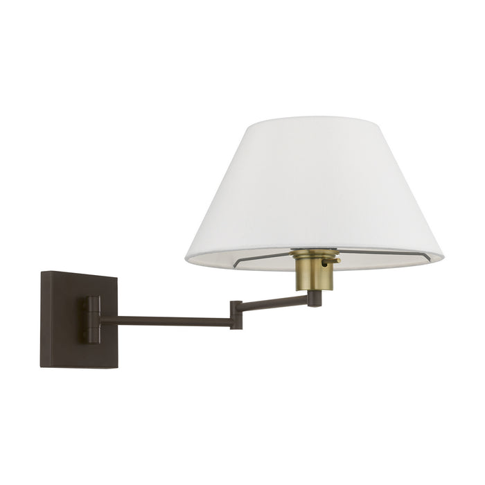 Livex Lighting 40039-07 One Light Swing Arm Wall Lamp, Bronze w/Antique Brass