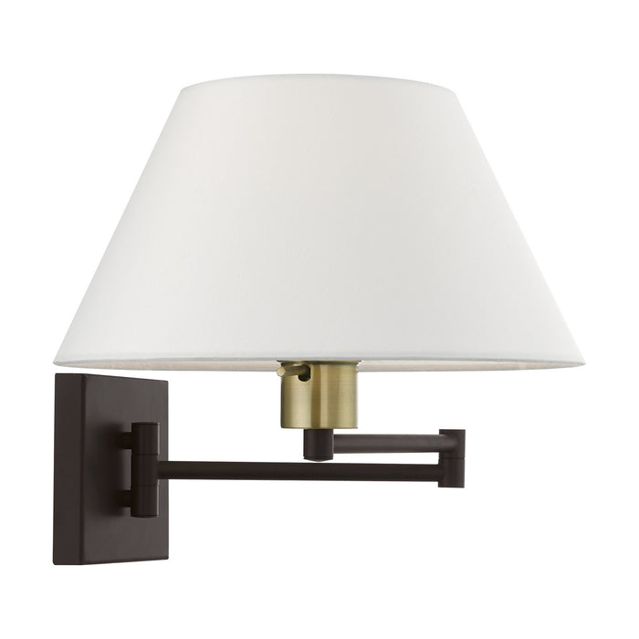 Livex Lighting 40039-07 One Light Swing Arm Wall Lamp, Bronze w/Antique Brass