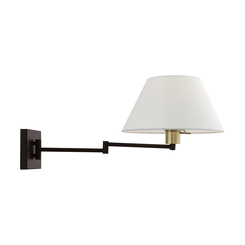 Livex Lighting 40039-07 One Light Swing Arm Wall Lamp, Bronze w/Antique Brass