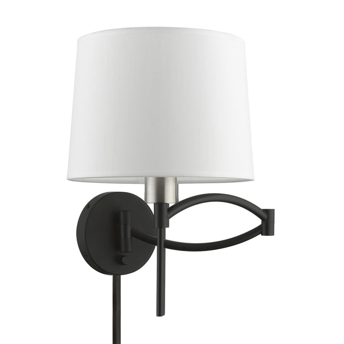 Livex Lighting 40044-04 One Light Swing Arm Wall Lamp, Black w/Brushed Nickel