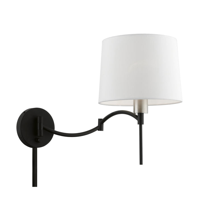 Livex Lighting 40044-04 One Light Swing Arm Wall Lamp, Black w/Brushed Nickel