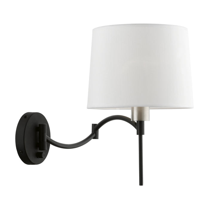 Livex Lighting 40044-04 One Light Swing Arm Wall Lamp, Black w/Brushed Nickel