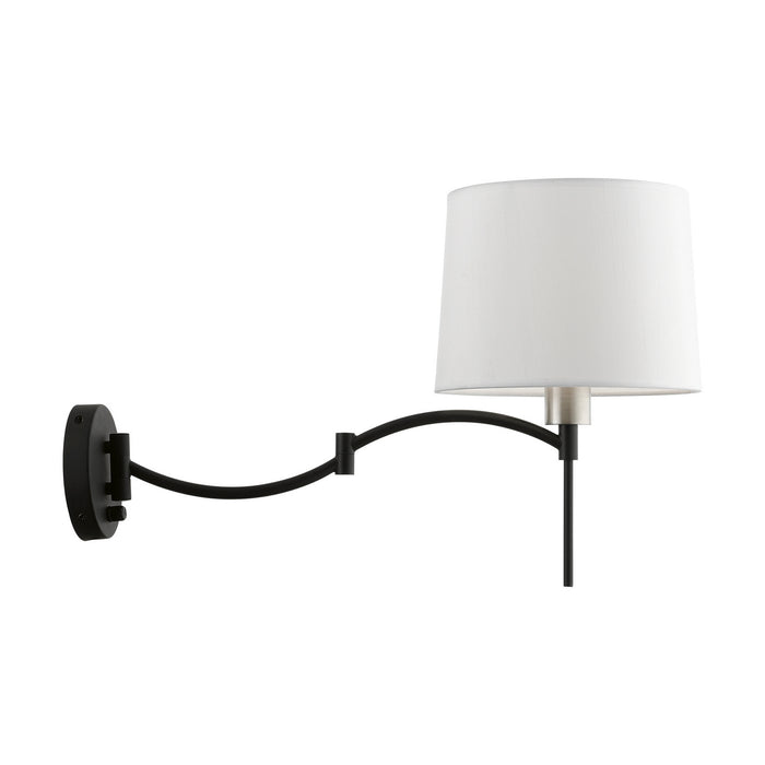 Livex Lighting 40044-04 One Light Swing Arm Wall Lamp, Black w/Brushed Nickel