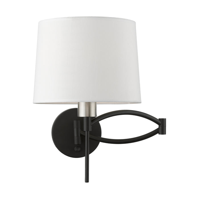 Livex Lighting 40044-04 One Light Swing Arm Wall Lamp, Black w/Brushed Nickel