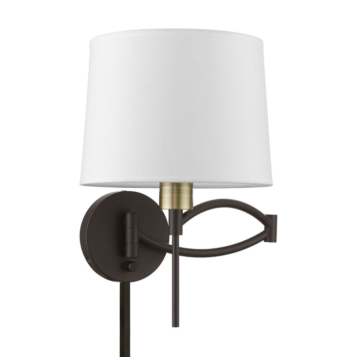 Livex Lighting 40044-07 One Light Swing Arm Wall Lamp, Bronze w/Antique Brass