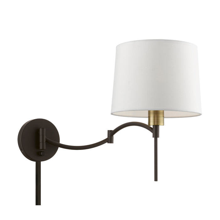 Livex Lighting 40044-07 One Light Swing Arm Wall Lamp, Bronze w/Antique Brass