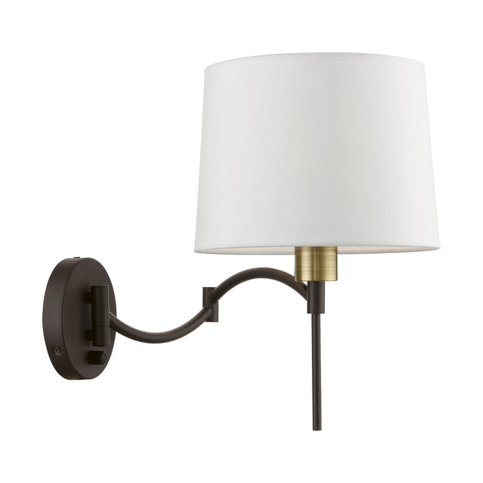 Livex Lighting 40044-07 One Light Swing Arm Wall Lamp, Bronze w/Antique Brass