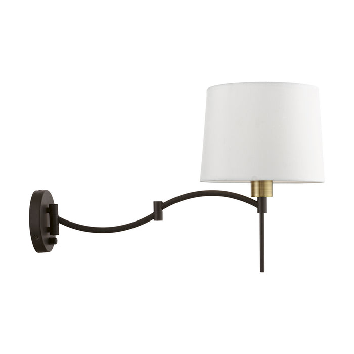 Livex Lighting 40044-07 One Light Swing Arm Wall Lamp, Bronze w/Antique Brass