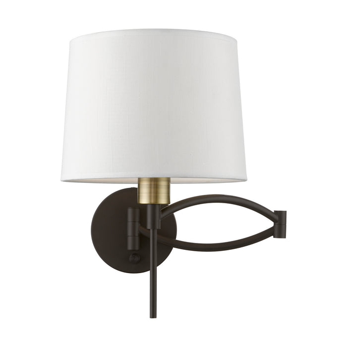 Livex Lighting 40044-07 One Light Swing Arm Wall Lamp, Bronze w/Antique Brass