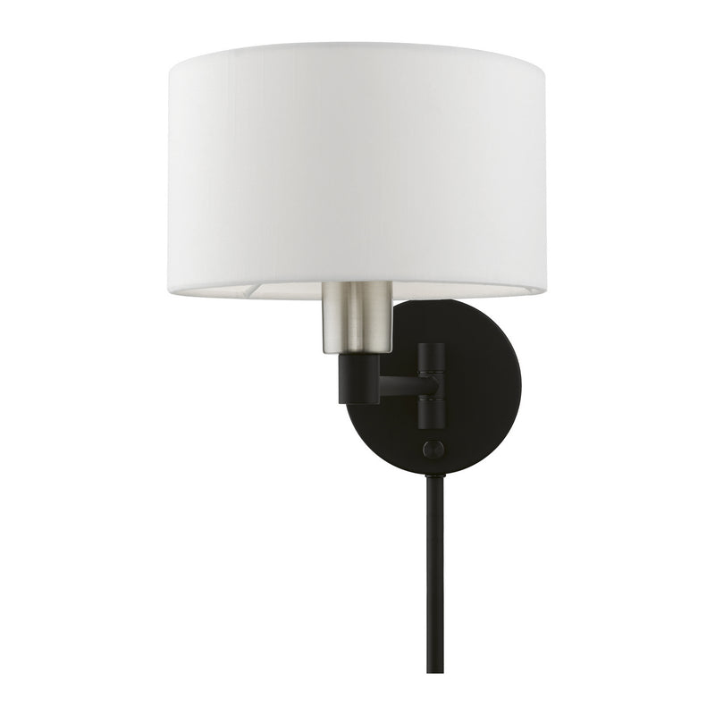 Livex Lighting 40080-04 One Light Swing Arm Wall Lamp, Black w/Brushed Nickel