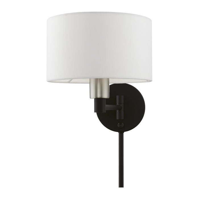 Livex Lighting 40080-04 One Light Swing Arm Wall Lamp, Black w/Brushed Nickel