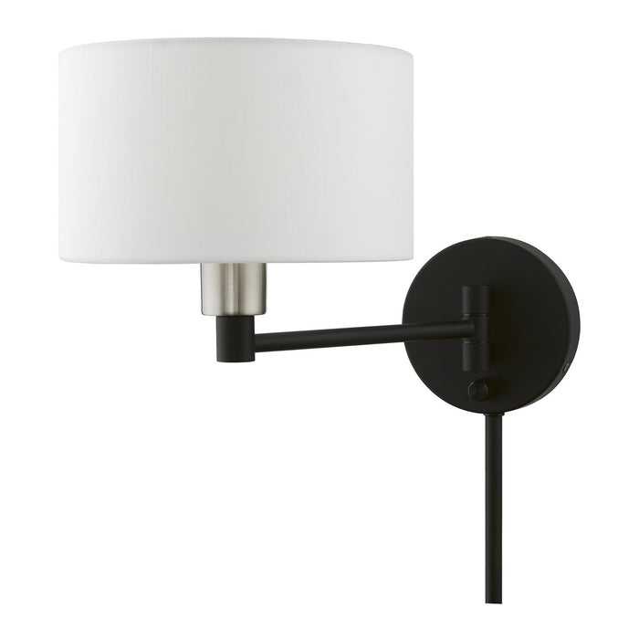 Livex Lighting 40080-04 One Light Swing Arm Wall Lamp, Black w/Brushed Nickel