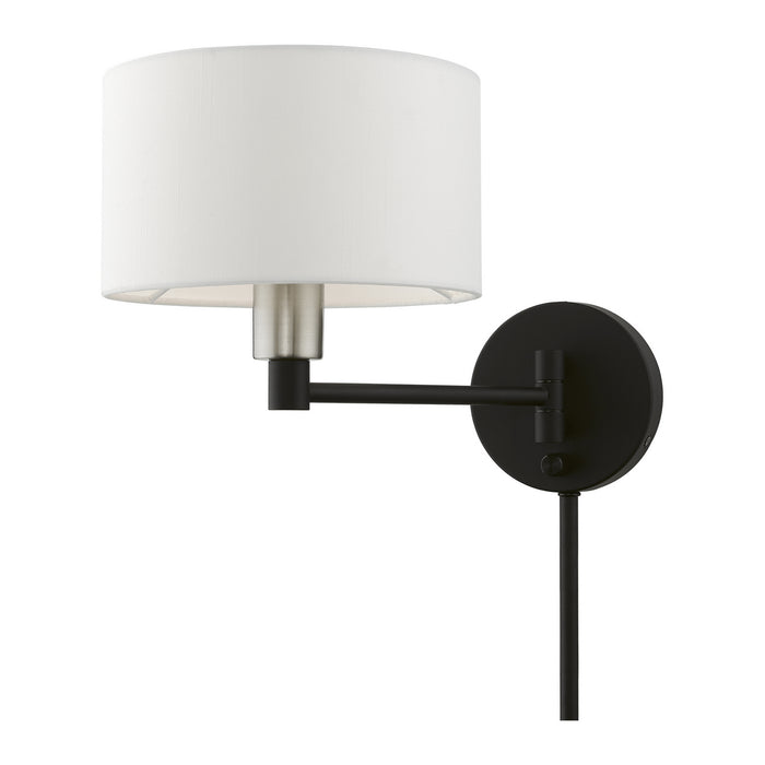 Livex Lighting 40080-04 One Light Swing Arm Wall Lamp, Black w/Brushed Nickel