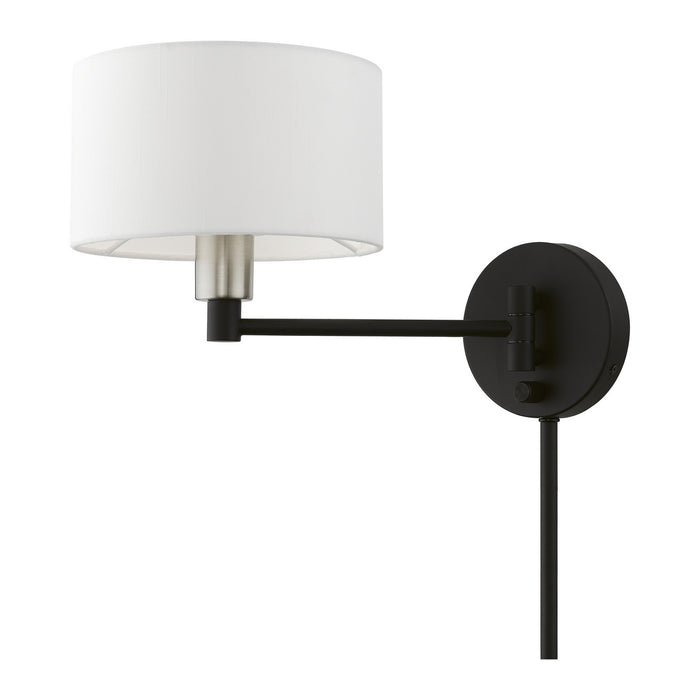 Livex Lighting 40080-04 One Light Swing Arm Wall Lamp, Black w/Brushed Nickel