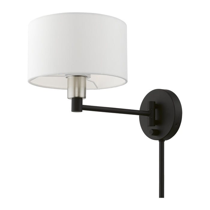 Livex Lighting 40080-04 One Light Swing Arm Wall Lamp, Black w/Brushed Nickel