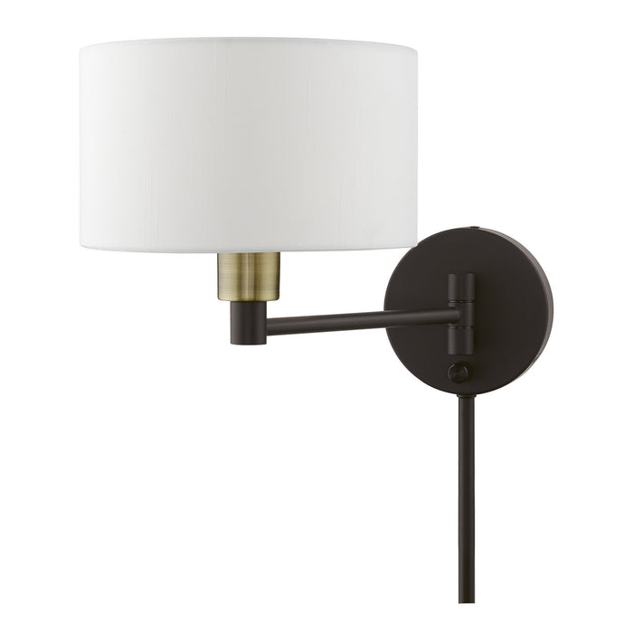 Livex Lighting 40080-07 One Light Swing Arm Wall Lamp, Bronze w/Antique Brass