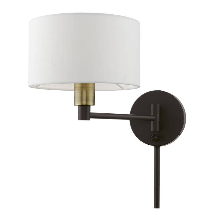 Livex Lighting 40080-07 One Light Swing Arm Wall Lamp, Bronze w/Antique Brass