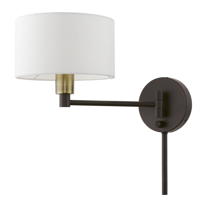 Livex Lighting 40080-07 One Light Swing Arm Wall Lamp, Bronze w/Antique Brass