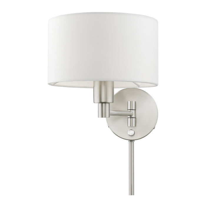 Livex Lighting 40080-91 One Light Swing Arm Wall Lamp, Brushed Nickel