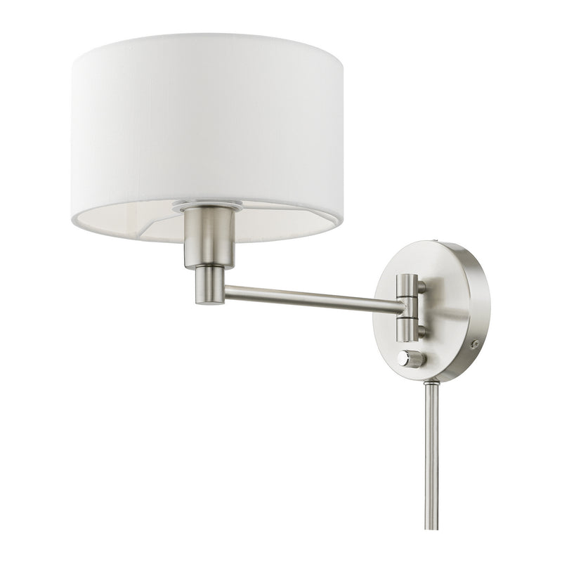 Livex Lighting 40080-91 One Light Swing Arm Wall Lamp, Brushed Nickel