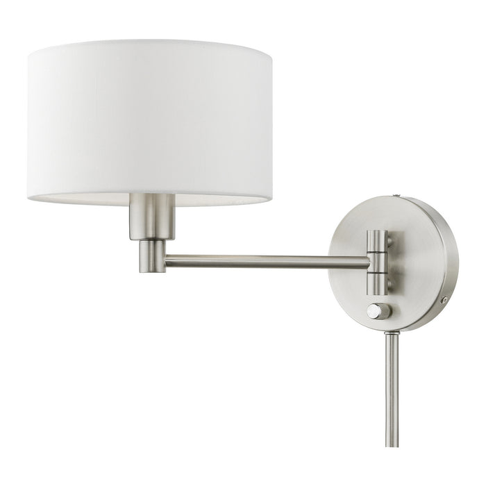 Livex Lighting 40080-91 One Light Swing Arm Wall Lamp, Brushed Nickel
