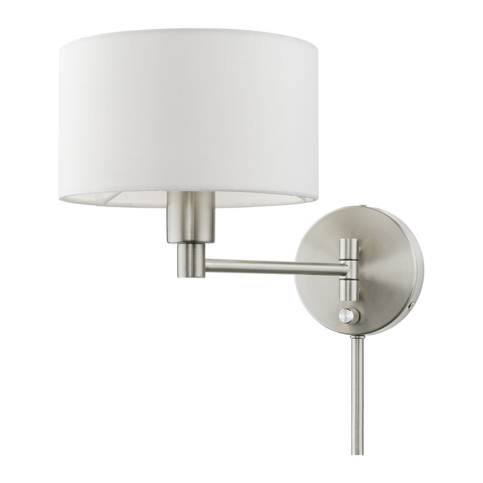 Livex Lighting 40080-91 One Light Swing Arm Wall Lamp, Brushed Nickel
