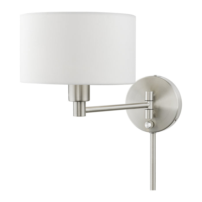 Livex Lighting 40080-91 One Light Swing Arm Wall Lamp, Brushed Nickel