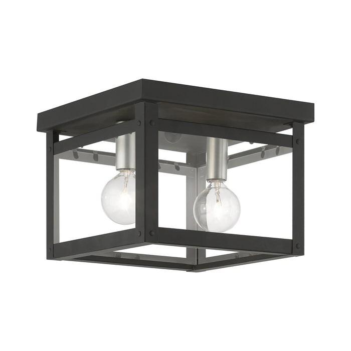 Livex Lighting 4031-04 Two Light Flush Mount, Black w/Brushed Nickel Finish Candles