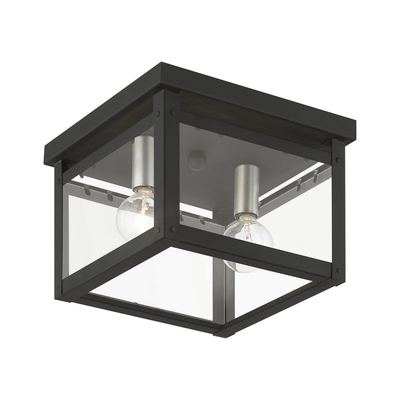 Livex Lighting 4031-04 Two Light Flush Mount, Black w/Brushed Nickel Finish Candles