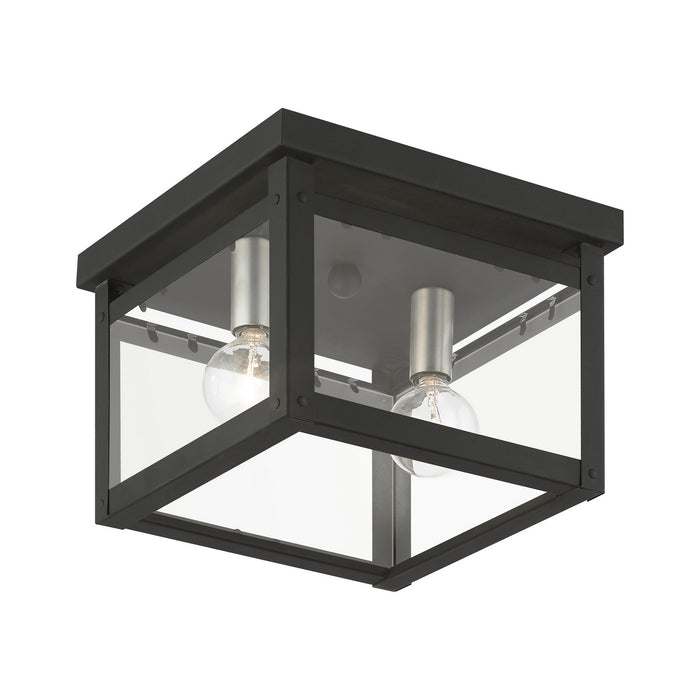 Livex Lighting 4031-04 Two Light Flush Mount, Black w/Brushed Nickel Finish Candles