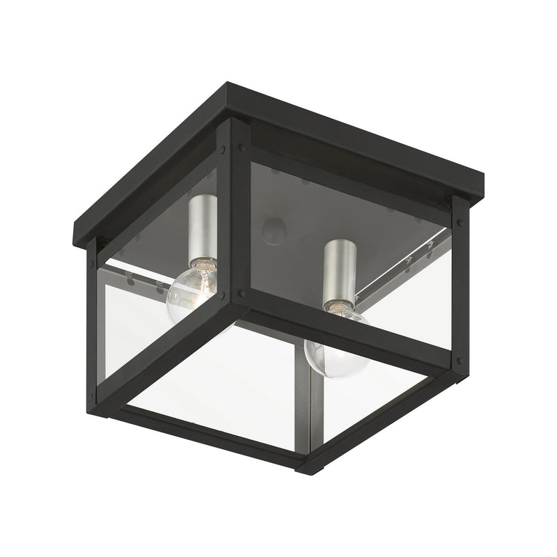 Livex Lighting 4031-04 Two Light Flush Mount, Black w/Brushed Nickel Finish Candles