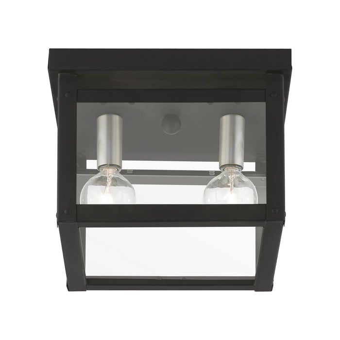 Livex Lighting 4031-04 Two Light Flush Mount, Black w/Brushed Nickel Finish Candles