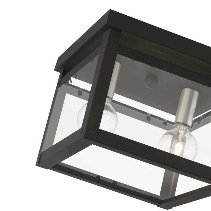 Livex Lighting 4031-04 Two Light Flush Mount, Black w/Brushed Nickel Finish Candles