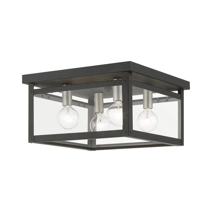 Livex Lighting 4032-04 Four Light Flush Mount, Black w/Brushed Nickel Finish Candles