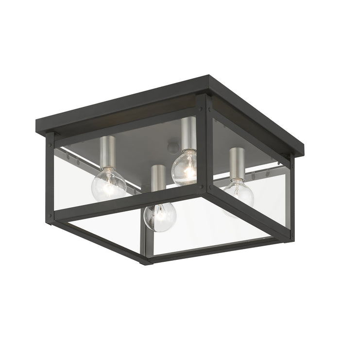 Livex Lighting 4032-04 Four Light Flush Mount, Black w/Brushed Nickel Finish Candles
